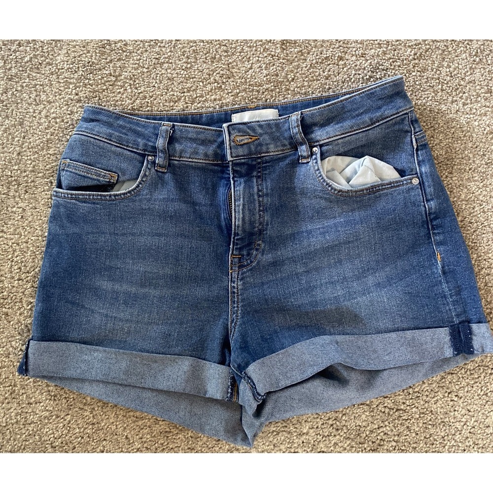 H & M Shorts Womens Size Cuffed Medium Wash Jeans Denim